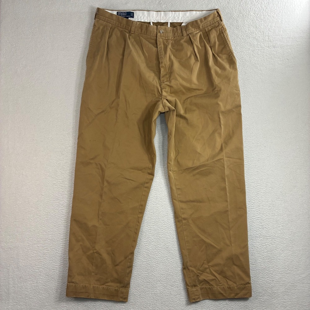 Polo Ralph Lauren Andrew Chino Pant Men 38x30 Brown Business Casual Preppy Pleat
